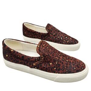 Madewell Sidewalk Brown Leopard Print Calf Hair Sneakers Women's 9.5 Men's 8